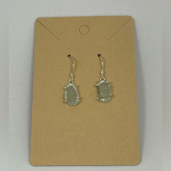 Raw Aquamarine & Sterling Silver Earrings - Picture 1 of 3